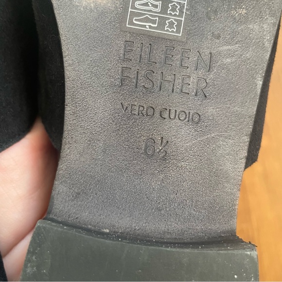 EILEEN FISHER Mules 6.5 Earth Dion Black Suede Leather Loafer Slide Slip On Shoe - Picture 8 of 10